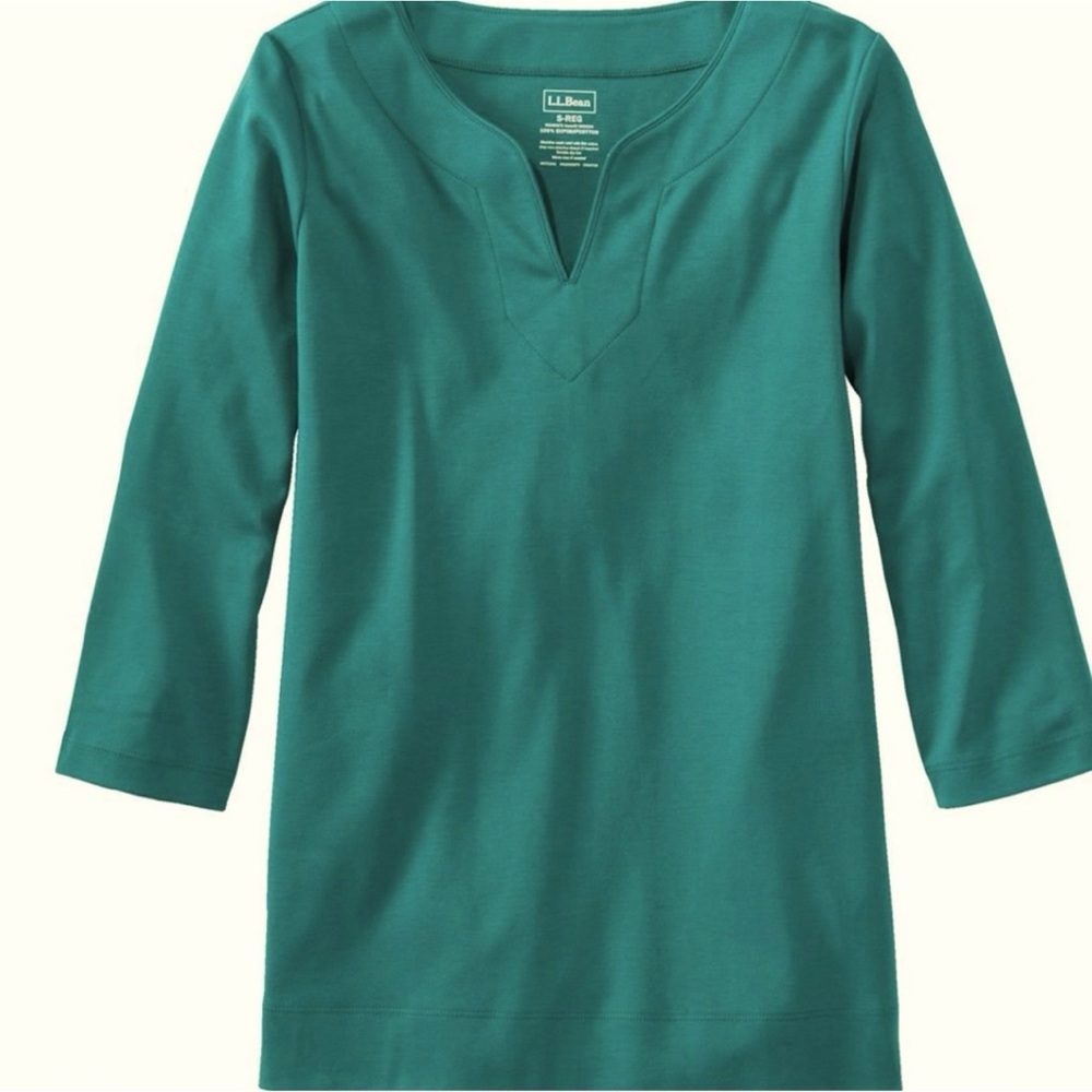 L.L.Bean Pima Cotton Teal Tunic Shirt